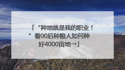 “种地就是我的职业！”看00后种粮人如何种好4000亩地→