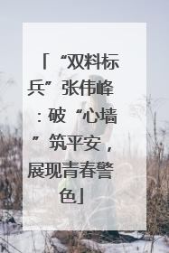 “双料标兵”张伟峰：破“心墙”筑平安，展现青春警色