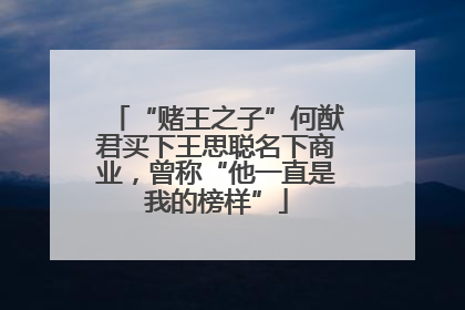 “赌王之子”何猷君买下王思聪名下商业，曾称“他一直是我的榜样”