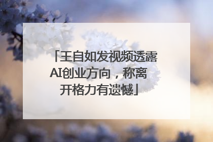 王自如发视频透露AI创业方向，称离开格力有遗憾