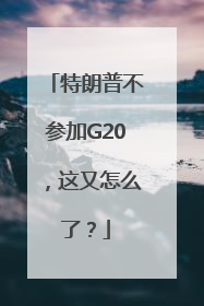 特朗普不参加G20，这又怎么了？