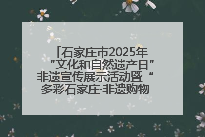 石家庄市2025年“文化和自然遗产日”非遗宣传展示活动暨“多彩石家庄·非遗购物节”倒计时1天