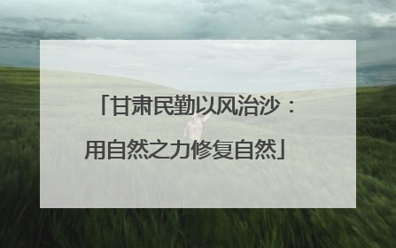 甘肃民勤以风治沙：用自然之力修复自然