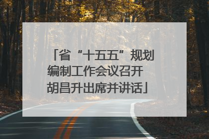 省“十五五”规划编制工作会议召开 胡昌升出席并讲话