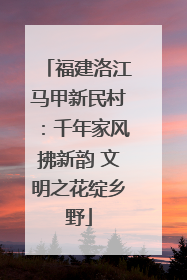 福建洛江马甲新民村：千年家风拂新韵 文明之花绽乡野