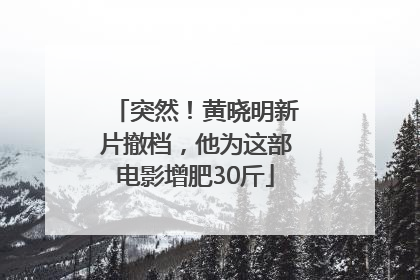 突然！黄晓明新片撤档，他为这部电影增肥30斤
