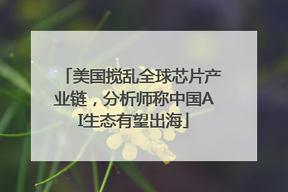 美国搅乱全球芯片产业链，分析师称中国AI生态有望出海
