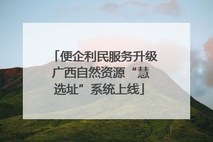 便企利民服务升级 广西自然资源“慧选址”系统上线