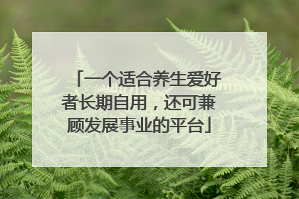 一个适合养生爱好者长期自用，还可兼顾发展事业的平台