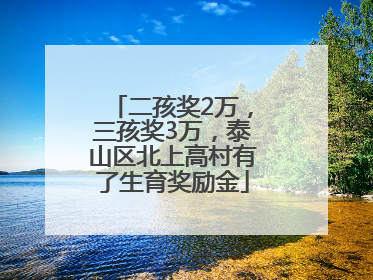 二孩奖2万，三孩奖3万，泰山区北上高村有了生育奖励金