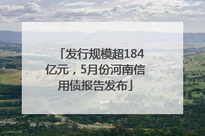发行规模超184亿元，5月份河南信用债报告发布