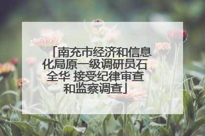 南充市经济和信息化局原一级调研员石全华 接受纪律审查和监察调查
