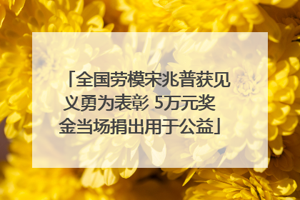 全国劳模宋兆普获见义勇为表彰 5万元奖金当场捐出用于公益