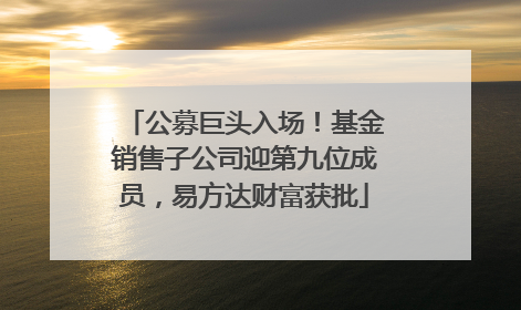公募巨头入场！基金销售子公司迎第九位成员，易方达财富获批