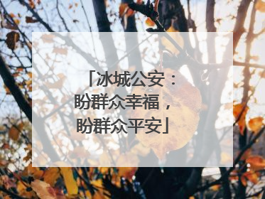 冰城公安：盼群众幸福，盼群众平安