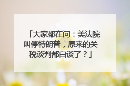 大家都在问：美法院叫停特朗普，原来的关税谈判都白谈了？