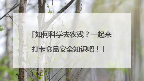 如何科学去农残？一起来打卡食品安全知识吧！