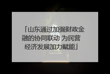 山东通过加强财政金融的协同联动 为民营经济发展加力赋能