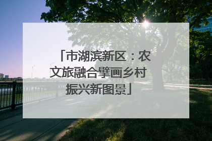 市湖滨新区：农文旅融合擘画乡村振兴新图景