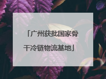 广州获批国家骨干冷链物流基地
