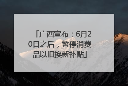 广西宣布：6月20日之后，暂停消费品以旧换新补贴