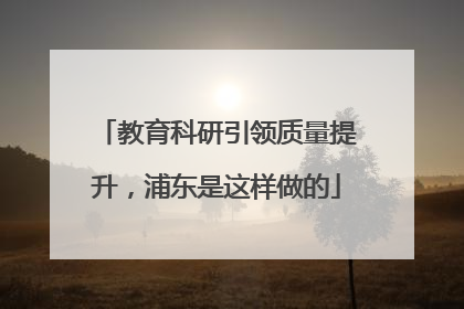 教育科研引领质量提升，浦东是这样做的