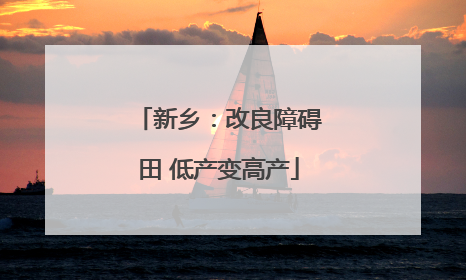 新乡：改良障碍田 低产变高产