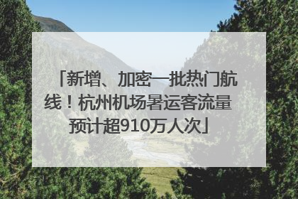 新增、加密一批热门航线！杭州机场暑运客流量预计超910万人次