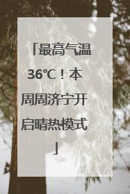 最高气温36℃！本周周济宁开启晴热模式