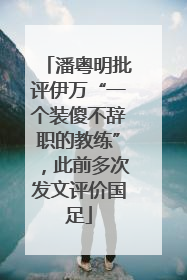 潘粤明批评伊万“一个装傻不辞职的教练”，此前多次发文评价国足