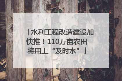 水利工程改造建设加快推！110万亩农田将用上“及时水”