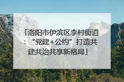 洛阳市伊滨区李村街道：“党建+公约”打造共建共治共享新格局