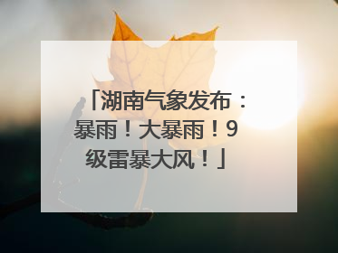 湖南气象发布：暴雨！大暴雨！9级雷暴大风！