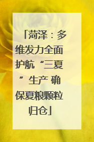 菏泽：多维发力全面护航“三夏”生产 确保夏粮颗粒归仓