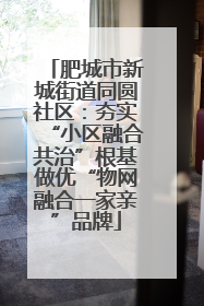 肥城市新城街道同圆社区：夯实“小区融合共治”根基做优“物网融合一家亲”品牌