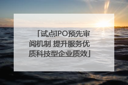 试点IPO预先审阅机制 提升服务优质科技型企业质效
