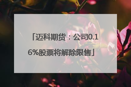 迈科期货：公司0.16%股票将解除限售