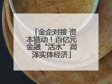 金企对接 资本链动！百亿元金融“活水”润泽实体经济