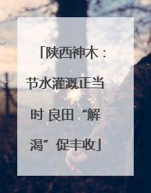 陕西神木：节水灌溉正当时 良田“解渴”促丰收