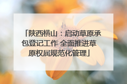 陕西横山：启动草原承包登记工作 全面推进草原权属规范化管理