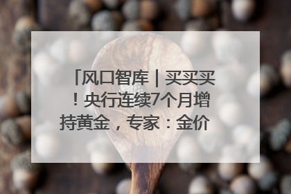 风口智库｜买买买！央行连续7个月增持黄金，专家：金价或仍易涨难跌