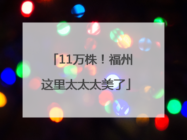 11万株！福州这里太太太美了