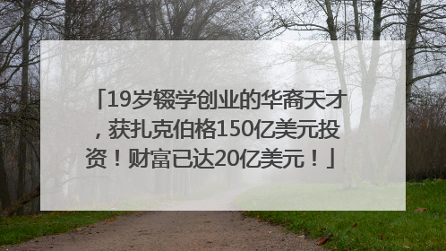 19岁辍学创业的华裔天才，获扎克伯格150亿美元投资！财富已达20亿美元！